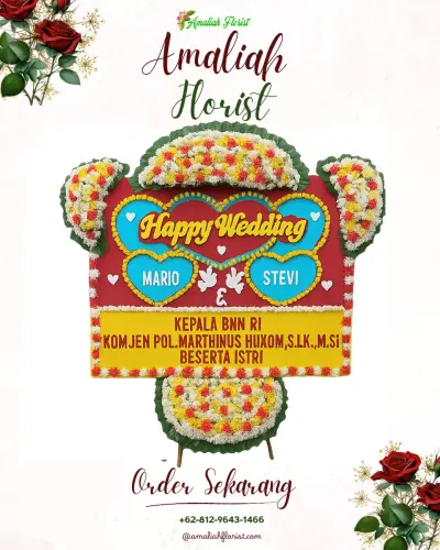 Karangan Papan Bunga Pernikahan di Kedokangabus